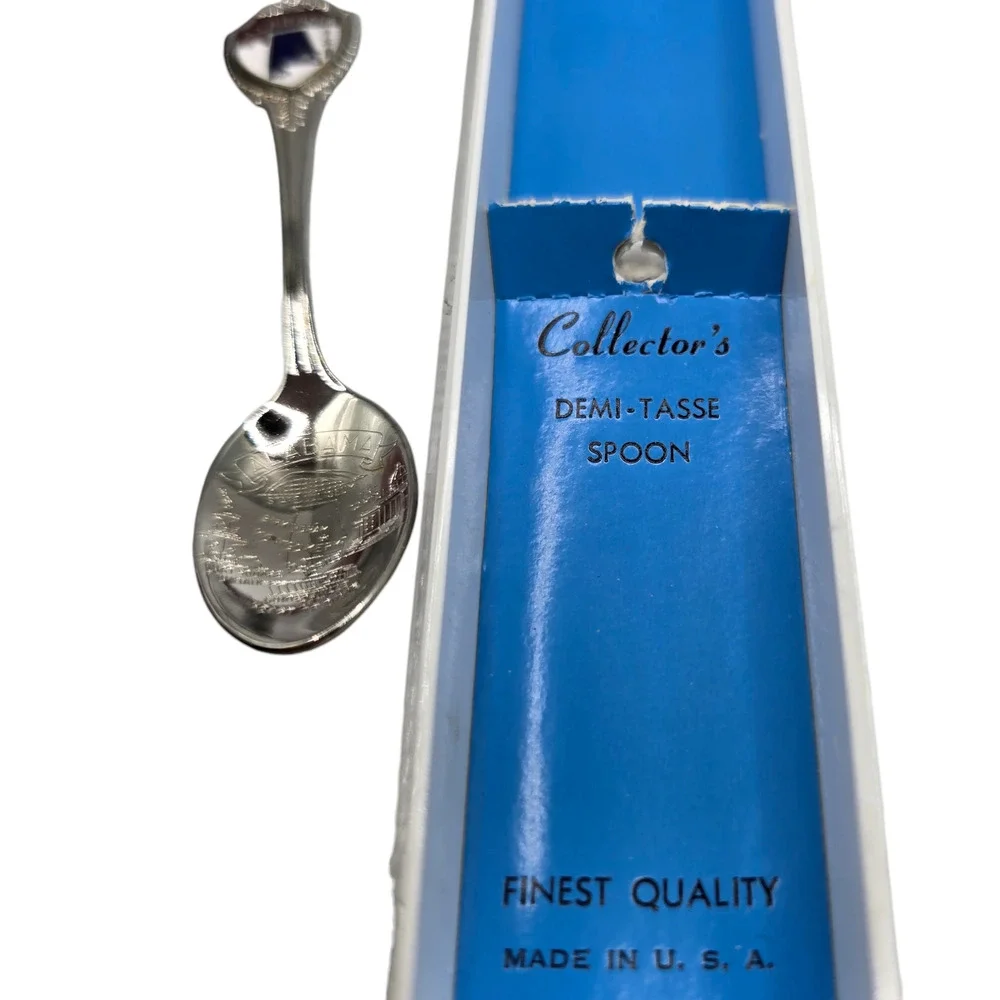 Alabama Souvenir Collectors Demitasse Spoon Enamel Crest Made In USA Boxed